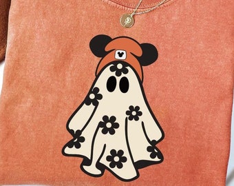 Ghost Mouse Comfort Color Shirt, Halloween Ghost T-Shirt, Spooky Season Shirt, Mickey Ghost Shirt, Spooky Fall Shirt, Mickey Halloween Shirt
