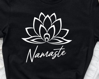 Namaste Shirt, Namaste T-Shirt, Yoga Shirts, Meditation Shirt, Workout T-Shirt, Lotus T-Shirt, Fitness T-Shirt, Yoga Geschenke, Blumen Shirt