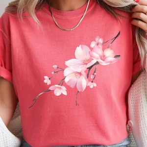Pink Cherry Blossom  Comfort Color Shirt, Sakura T-Shirt, Cherry Japanese Shirt, Japan T-Shirt, Cherry Flower Shirt, Gift For Japan Lover