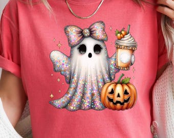 Comfort Colors Halloween Lace Ghost Shirt, Halloween T-Shirt, Spooky Season Shirt, Boo Ghost Shirt, Halloween Cute Ghost Shirt, Ghost Shirt