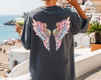 Comfort kleuren Fairy Angel Wings Shirt, Magical Fantasy Wings T-shirt, kleurrijk Wings Shirt, Angel Elf Wings Shirt, Gothic Wings T-shirt