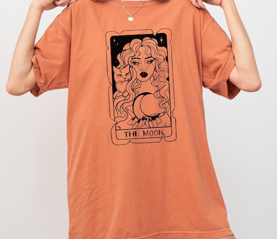 The Moon Tarot Card Comfort Colors Shirt,  Moon Mystic T-Shirt, Celestial Moon Shirt, Mystical Moon Card Shirt, Witchy Tarot Card T-Shirt
