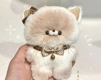 2 Colors Handmade Plush Cat,Kawaii Siamese Cat Plush Toys, Plush Key Chains, Birthday Gifts for Girls, Personalized Gifts