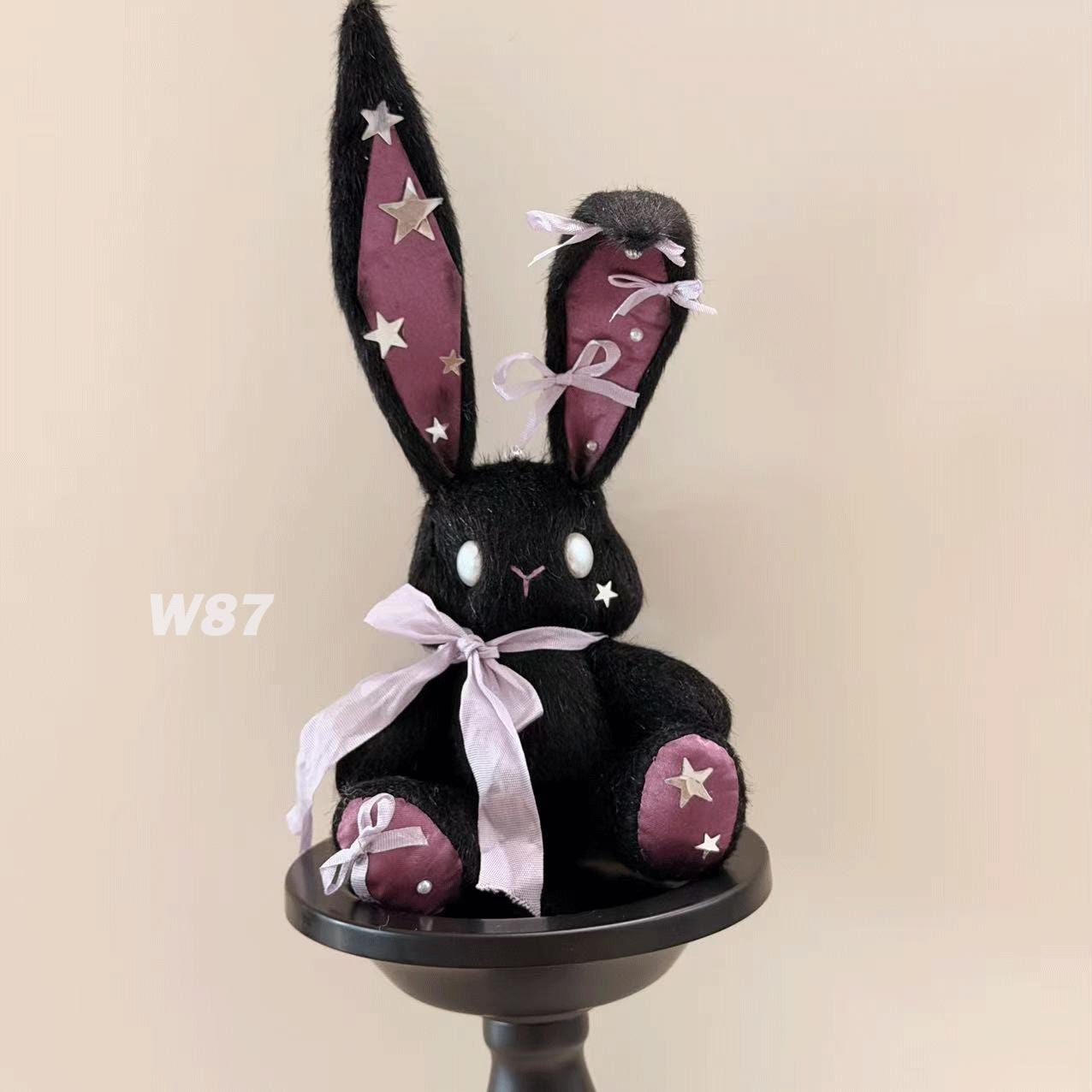Black Bunny Plushie, Plush Cool Rabbit Toy, Handmade Personalized Gifts ...