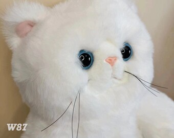 Peluche chat blanc faite main, mignons jouets en peluche, cadeaux d'anniversaire pour fille, décoration d'intérieur de haute qualité, cadeaux personnalisés, 50 cm