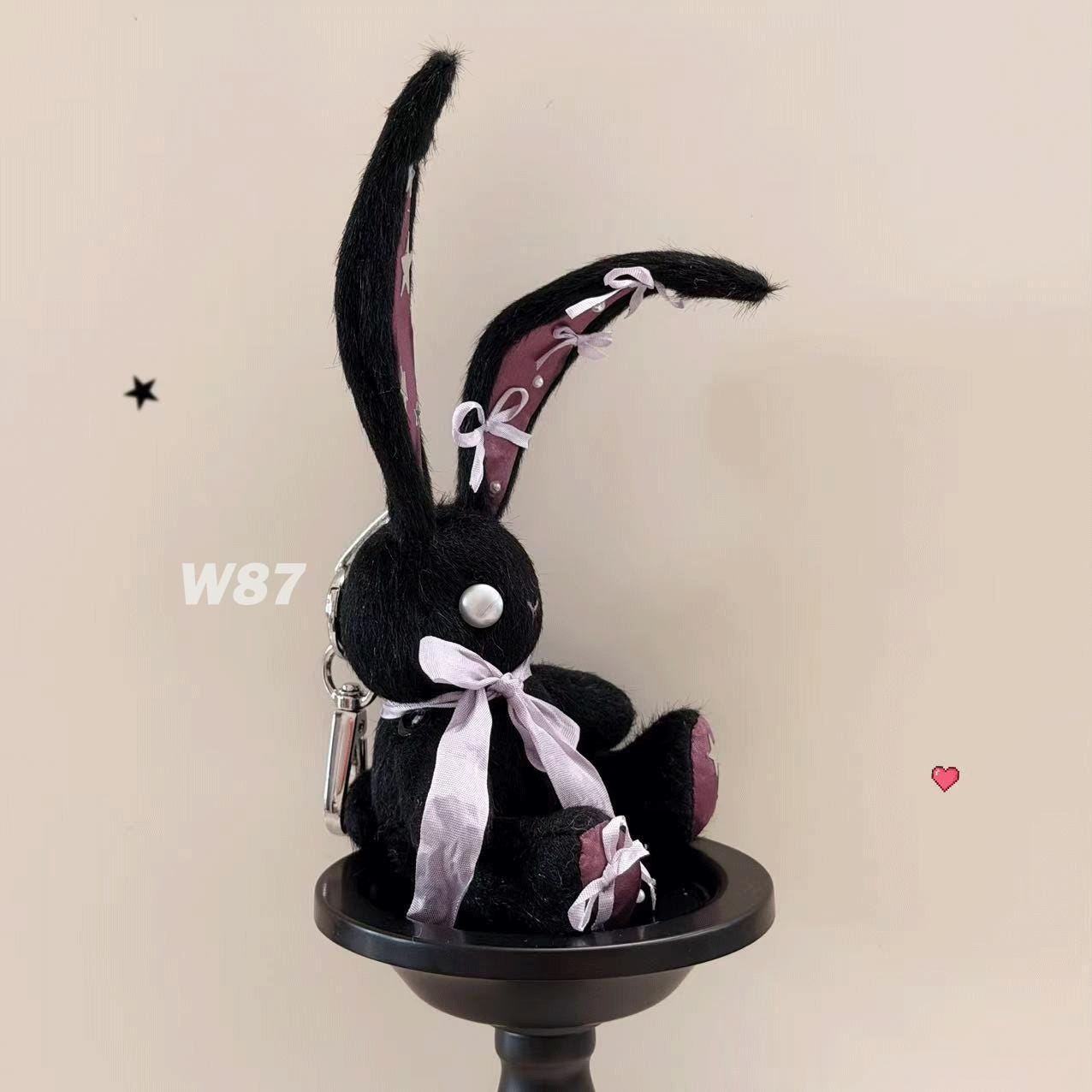 Black Bunny Plushie, Plush Cool Rabbit Toy, Handmade Personalized Gifts ...
