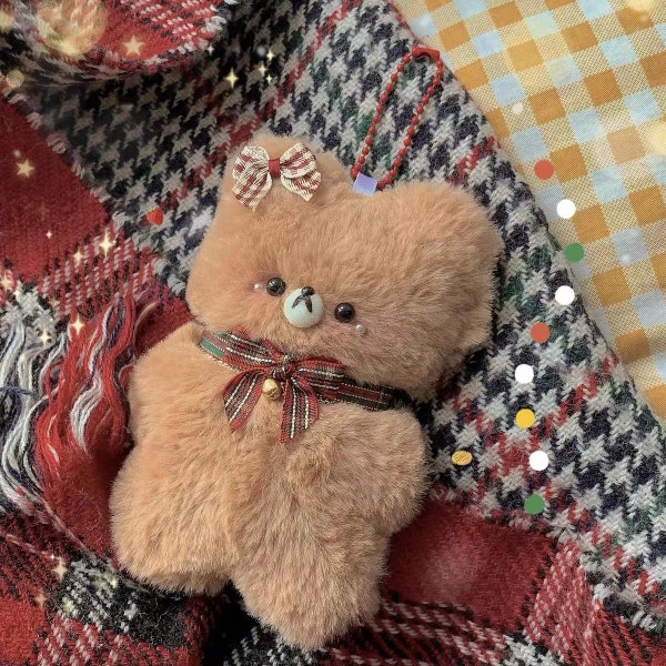 Jouet en peluche d’ours en peluche de Noël fait à la main, Pendentif de jouets en peluche Kawaii, Cadeaux d’anniversaire pour filles, Poupées personnalisées, Cadeaux personnalisés