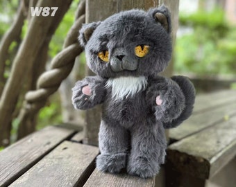 Muñeco de peluche de gato gris lindo hecho a mano, juguetes de peluche de gatito kawaii, regalos de cumpleaños para niñas, decoración del hogar, regalos personalizados, 28 cm