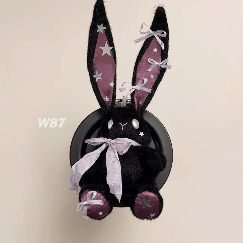 Stuffed Black Rabbit Black Bunny Plushie, Plush Cool Rabbit Toy, Handmade Personalized Gifts ...