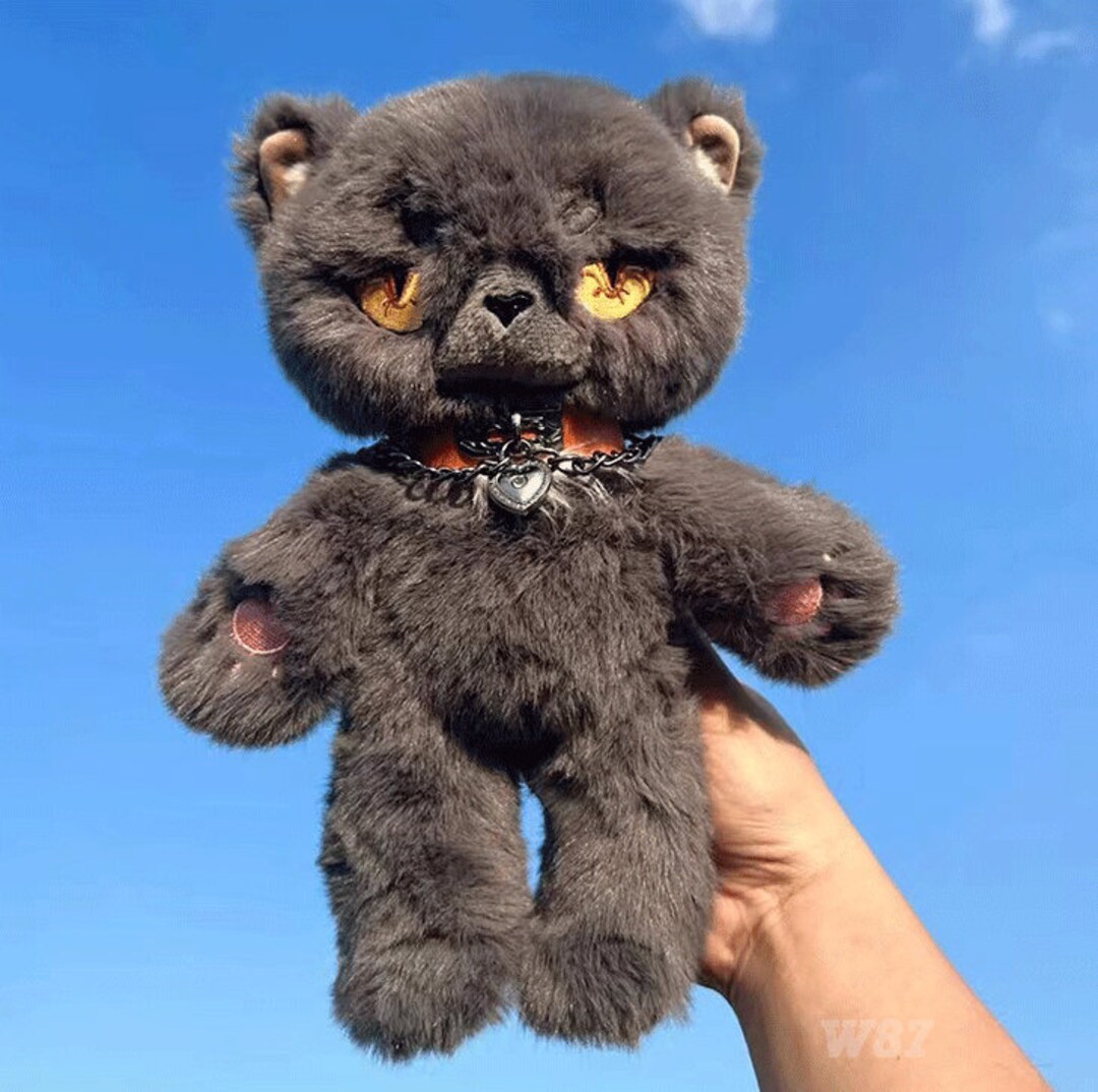Handmade Cute Grey Cat Plush Doll Kawaii Kitty Plush Toys Etsy