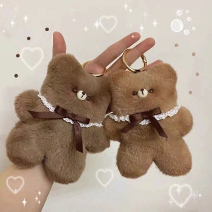 Handmade Cute Bear Plush Doll, Kawaii Plush Toys Pendant, Birthday Gifts for Girls, Personalized Gifts