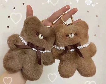 Handmade Cute Bear Plush Doll, Kawaii Plush Toys Pendant, Birthday Gifts for Girls, Personalized Gifts