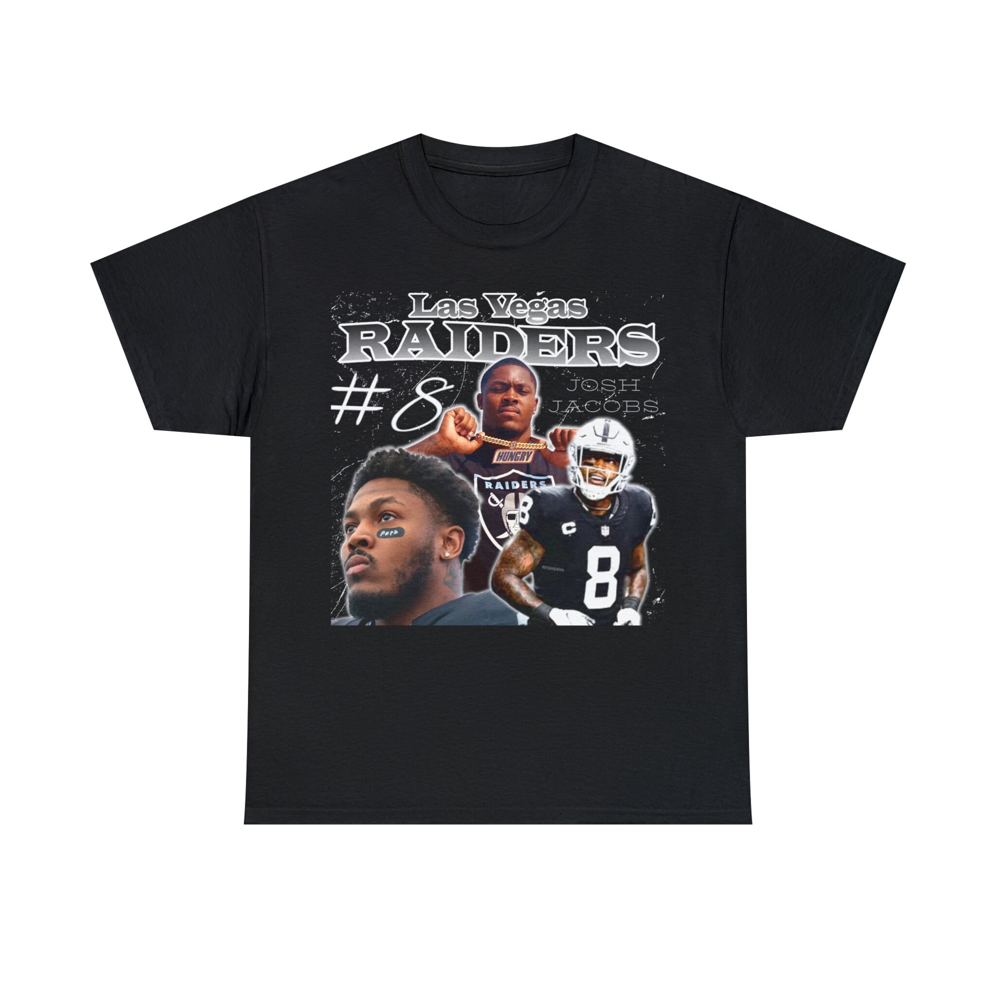 Majestic Threads Women's Majestic Threads Josh Jacobs White Las Vegas  Raiders Off-Shoulder Tie-Dye Name & Number Long Sleeve V-Neck Crop-Top T- Shirt