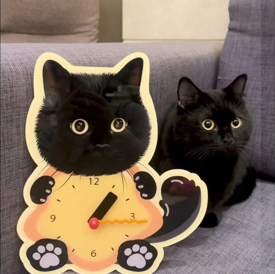 Human Cat Clock Custom Pet Clock, Cat Clock, Dog Clock, Wall Clock, Home Decor& Unique ...