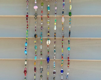 Driftwood Beaded Wall Art | Boho Beaded Wall Decor | Driftwood Sun Catcher | Colorful Wind Chime