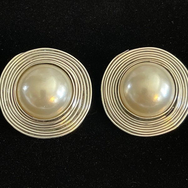 Vintage Designer Celia Sebiri Sterling & Mabe Pearl Earrings