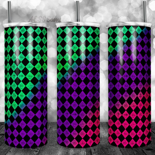 Neon Cube Tumbler Image, Sublimation Design, Great for 20oz Skinny Tumblers can be used for sublimation, Waterslide or to print vinyl wraps