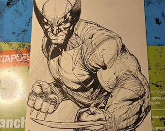 Wolverine Original Comic Art Card Mini Illustration Signed COA Included