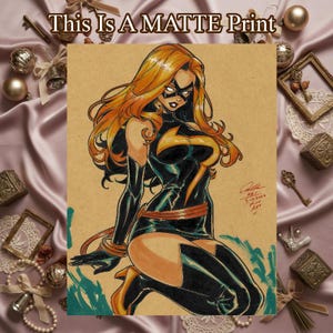 Ms Mvl Carol Danvers Comic Art Illustration Artist Signed Fine Art PRINT 8.5x11