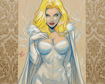 Emma Frost Comic Art Illustration Artist Signed Fine Art PRINT 8.5x11