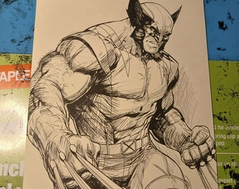 Wolverine Original Comic Art Card Mini Illustration Signed COA Included