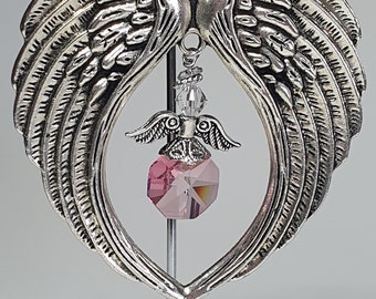 Angel suncatcher on stand, Guardian angel, Keepsake, Memorial gift, Birthday, remembrance, Suncatchers, car charm, crystal suncatcher