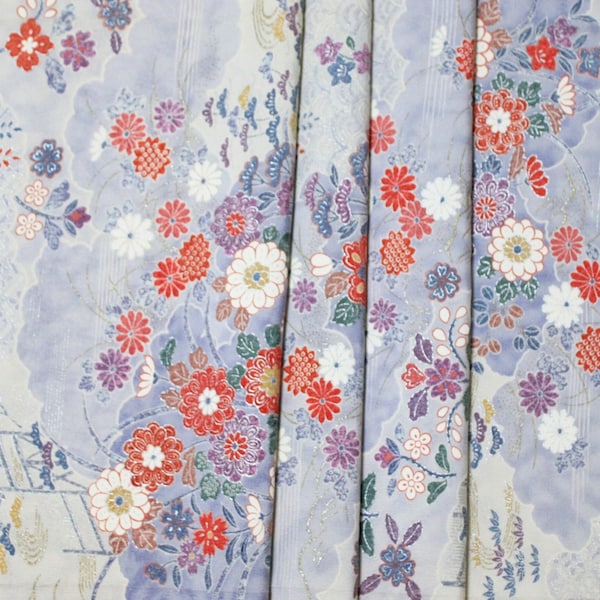 Einzigartiger Gebrauchter Seidenstoff von Vintage Kimonos - Ideal für DIY Handwerk und Nähprojekte Langes Panel 167.5cm