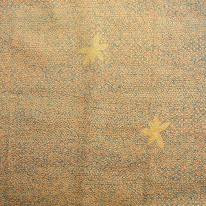 Vintage japanese silk fabric: gold green autumn maple leaf textile 156cm