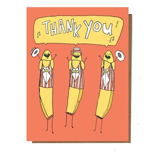 Cute Banana Thank You Card, Funny Card, Barbershop Quartet, For Friend, For Child, Funny, Quirky Cards, Silly