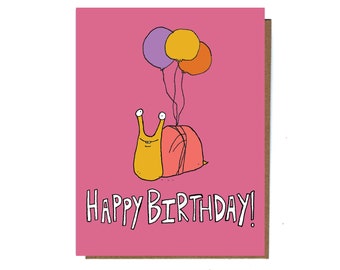 Cute Snail Birthday Card, Funny Card, Cute Greeting Cards, For Friend, For child, Cute, Funny, Quirky Cards, Silly