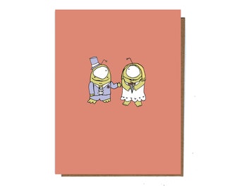 Cute Monster Wedding Card, Cute Engagement Card, Funny Alien Love Card, Silly Anniversary Card