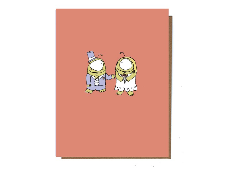 Cute Monster Wedding Card, Cute Engagement Card, Funny Alien Love Card ...