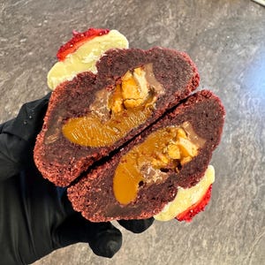 NYC Style Chunky Cookie Recipe – Red Velvet Dulce de Leche – Gooey Bakery Cookies – Digital Download PDF – Instant Dessert Recipe