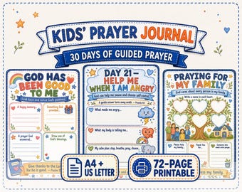 Gebetstagebuch für Kinder zum Ausdrucken | 30-Tage-Arbeitsbuch für Kinder | Biblische Aktivitäten | PDF für Sonntagsschule & Homeschooling