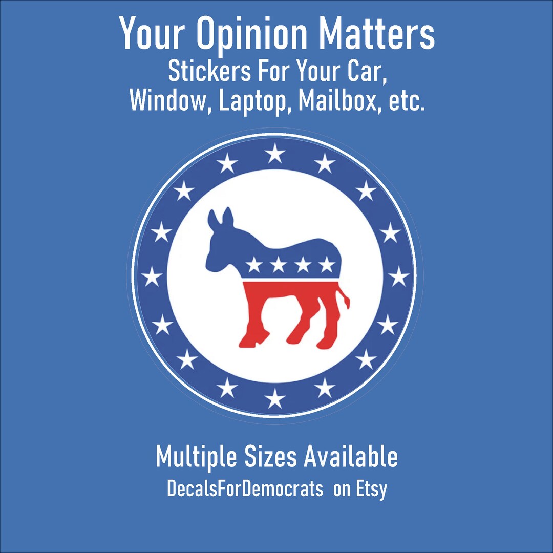 Democratic Party Donkey Logo Sticker for Windows, Bumpers, Mailboxes
