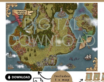 Fantasy World Kids Treasure Map & Clues, Digital Download, Treasure Map For Kids,  Pirate Map, Kids Treasure Maps, Kids Games