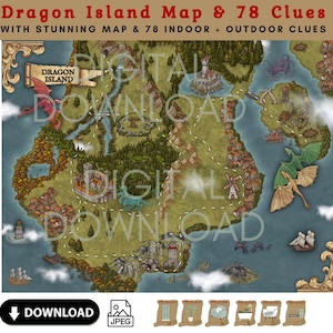 Dragon Island Treasure  Map & Clues, Digital Download, Treasure Map For Kids,  Pirate Map, Fun Maps, Kids Treasure Maps, Kids Games