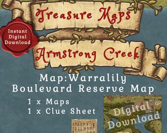 Mappa del tesoro della riserva di Armstrong Creek Warralily 1 mappa e 1 foglio indizio