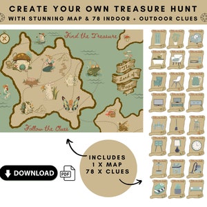 Fairy Treasure Hunt Map & Clues, Digital Download, Kids game, Kids party activity, Pirate Map, Instant download, Fun Maps, Magical Map