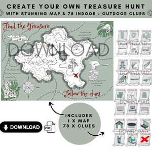 Jungle Treasure Hunt Map & Clues, Digital Download, Kids game, Kids party, Pirate Map, Fun Maps, School Holiday Game and Activity.