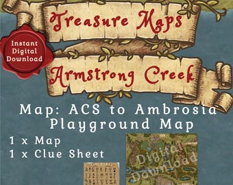 Armstrong Creek ACS al parco giochi Ambrosia Drive Mappa del tesoro 1 X Mappa e 1 X Foglio indizio