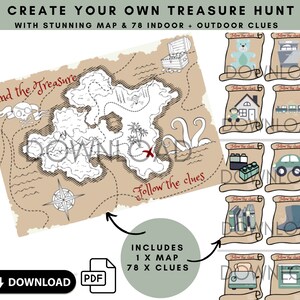 School Holiday Pirate Map & Clues, Digital Download, Kids game, Kids party activity, Pirate Map,  Fun Maps, Pirate Party Theme, Treasure Map