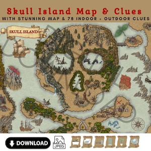 Skull Island Treasure  Map & Clues, Digital Download, Treasure Map For Kids,  Pirate Map, Fun Maps, Kids Treasure Maps, Kids Games