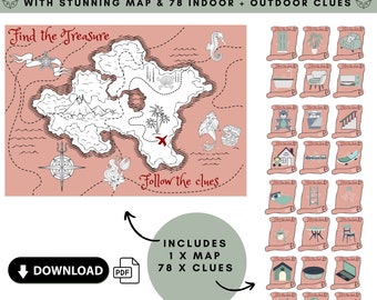 Mappa e indizi delle sirene delle vacanze scolastiche, Download digitale, Attività delle vacanze scolastiche per bambini, Festa delle sirene, Mappa dei pirati, Giochi per bambini, Mappa del tesoro