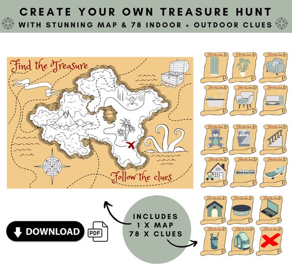 Treasure Hunt Map & Clues Digital Download Kids Game Kids - Etsy