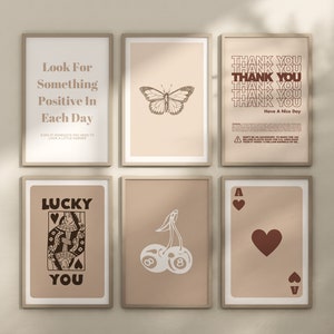 Brown Wall Art Set, Gallery Set of 6, Digital Download, Brown Prints, Trendy Wall Posters, Beige Wall Art