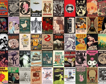 Retro Indie Poster Collage Kit: Teen Room Decor (Digital Download)
