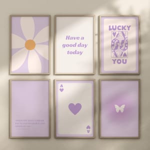 Purple Retro Gallery Wall Art Prints - Set of 6 (Digital Download)