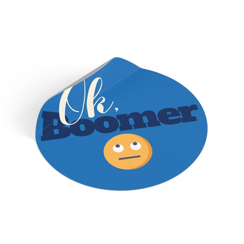 Eye Roll Emoji Ok Boomer Round Sticker Etsy