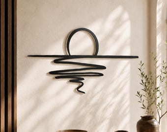 Sun Sparkle Metal Wall Art – Sunrise Inspired Design, Modern Above Bed Decoration for Home